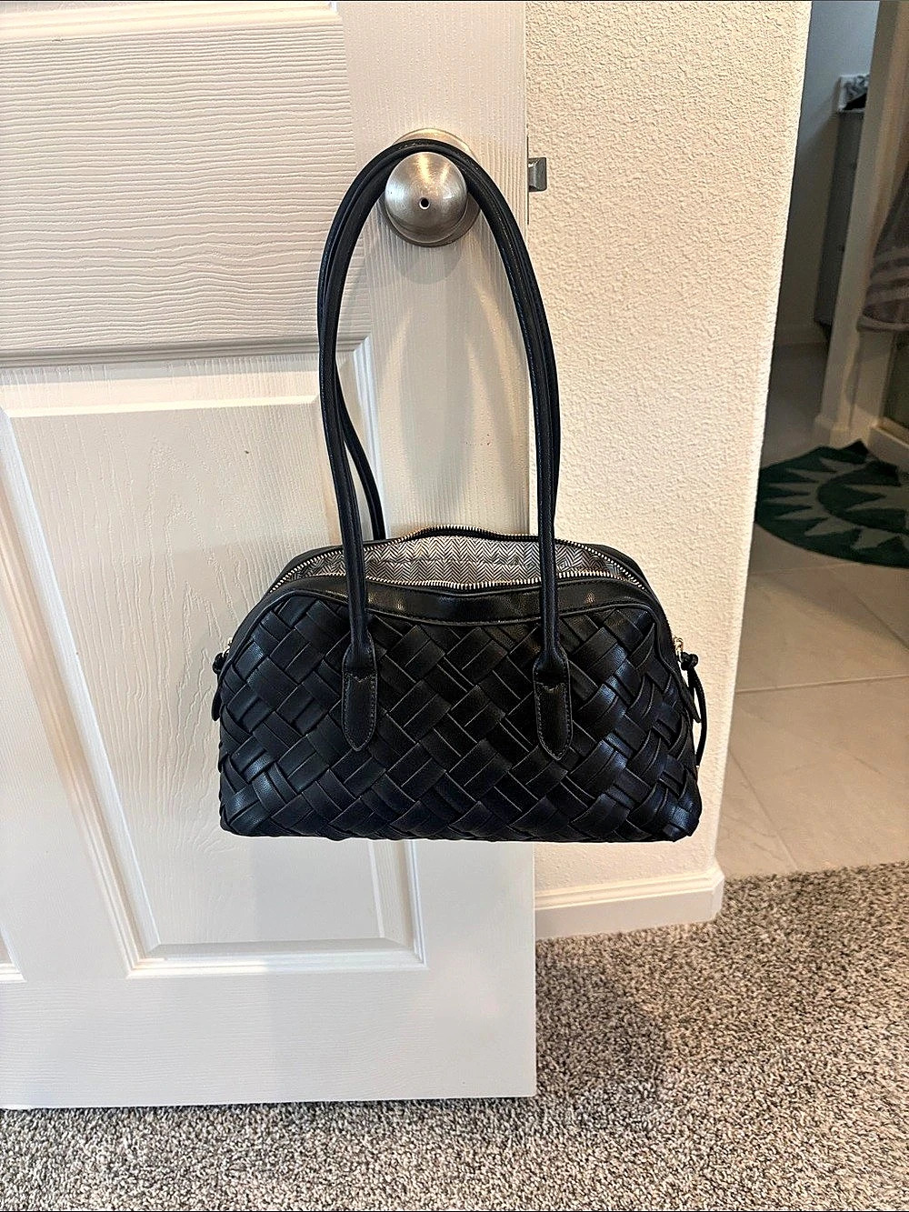 Black Woven Tote Bag